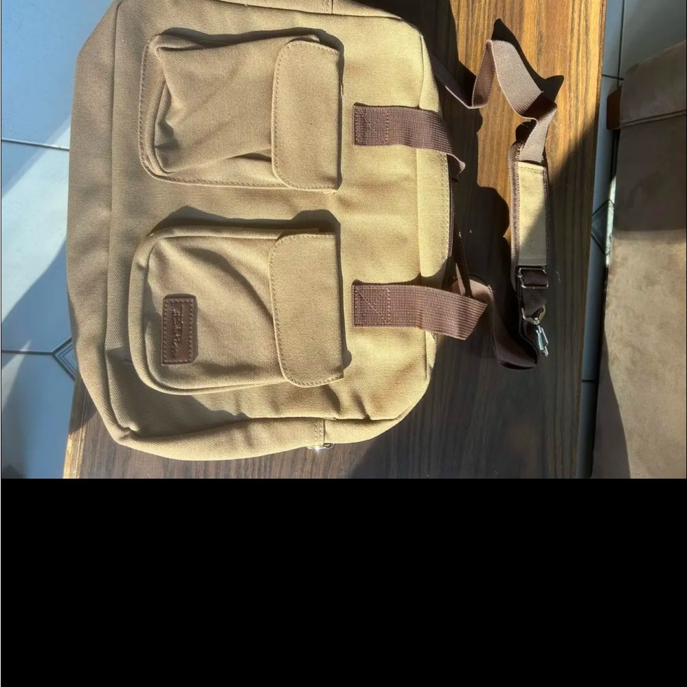 Tan and Brown Bella Russo Bag Laptop Bag with Durable Canvas Material